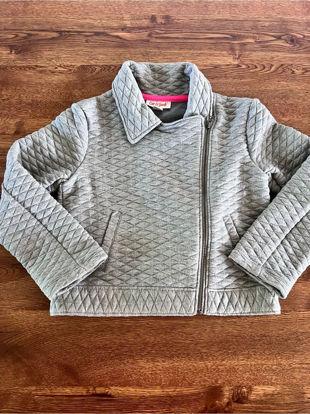 Toddler Girls Cat & Jack Gray Quilted Moto Jacket Size 5T
